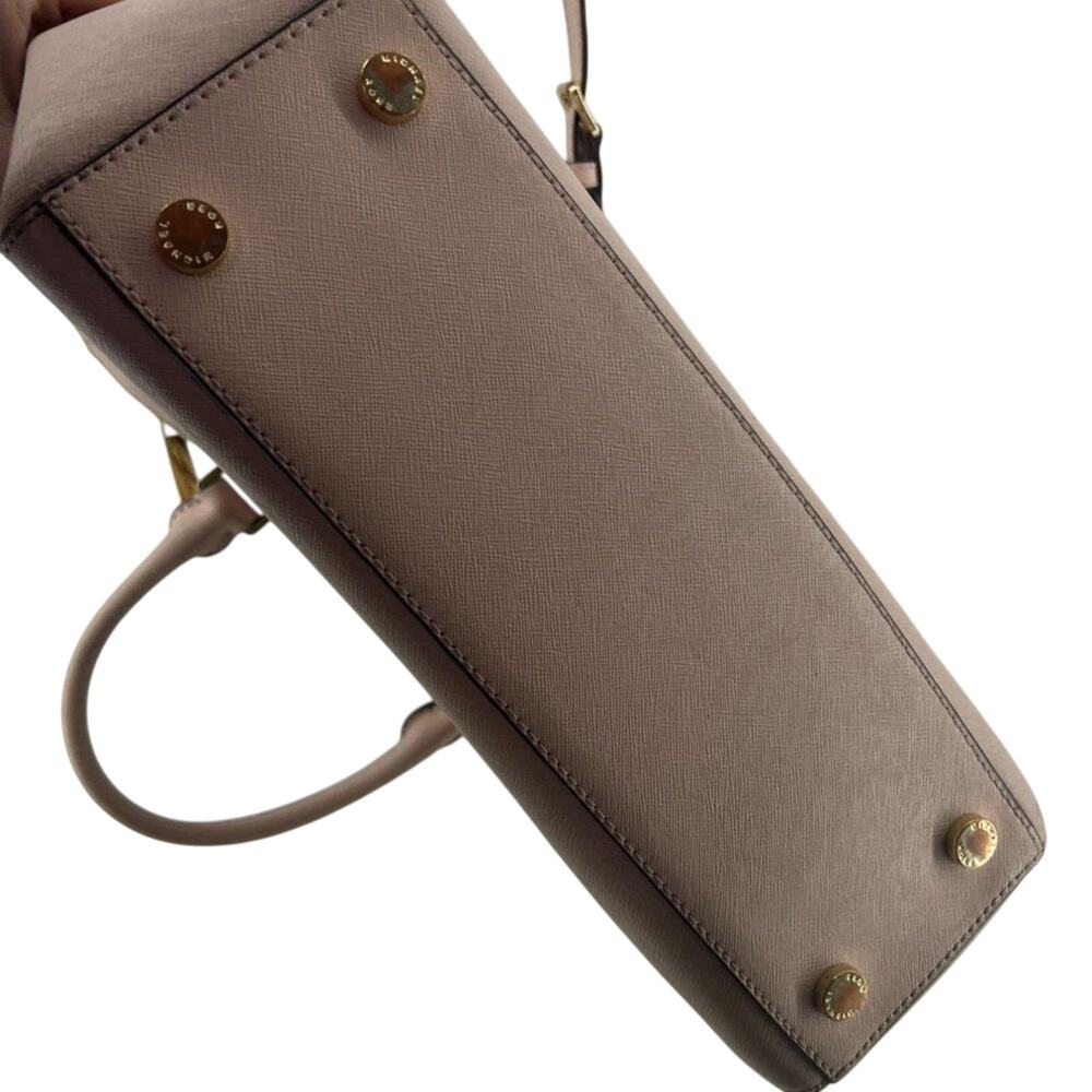 MICHAEL KORS Kellen Med Convertible Satchel Khaki Tan Beige Leather - Picture 7 of 13